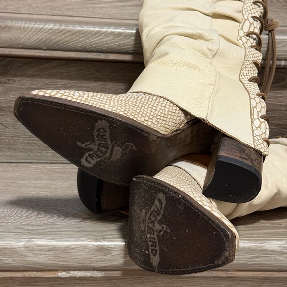 Freebird Cream Croc-Embossed Heeled Boots sz 9 - Picture 3 of 3
